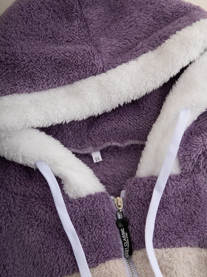 Colorblock Zip Sherpa Hoodie