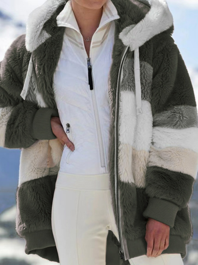 Colorblock Zip Sherpa Hoodie