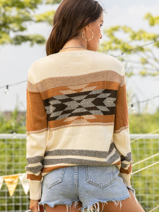 Ethnic Crewneck Long-sleeve sweater