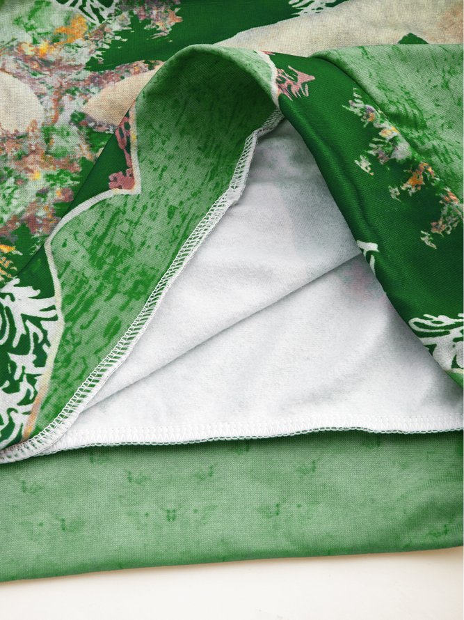 Forest Print Long Sleeve Casual Cotton-Blend Hoodie Sweatshirt