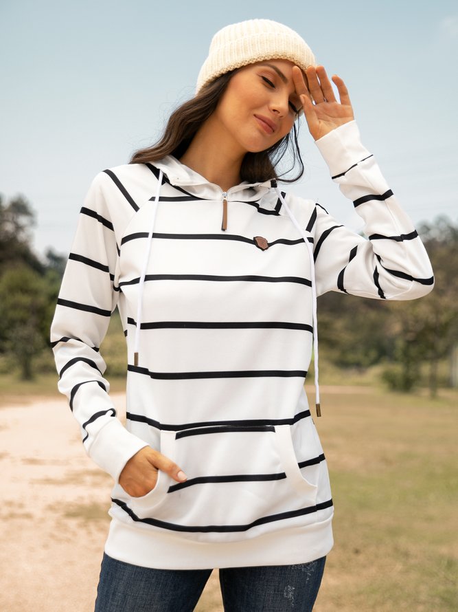 Stripped Half-zip Hoodie