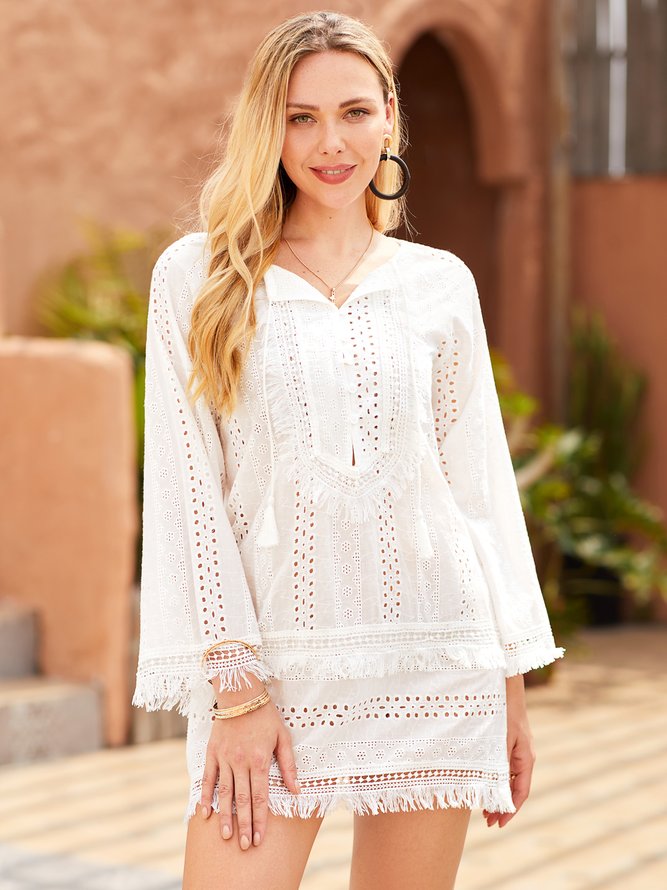 V Neck Women Summer Dresses Shift Beach Casual Solid Dresses
