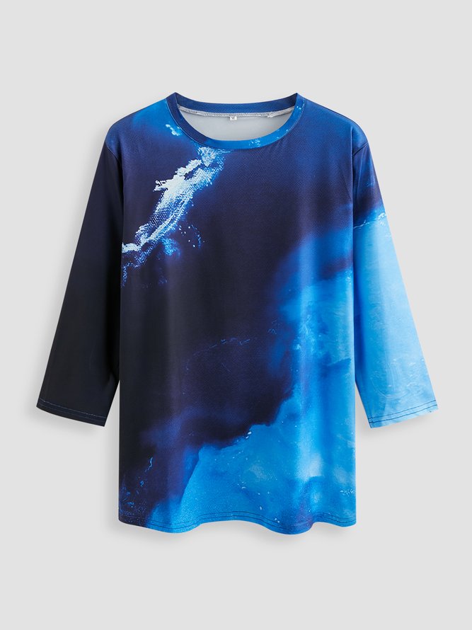 JFN Crew Neck Colorblock Casual Sweatshirt