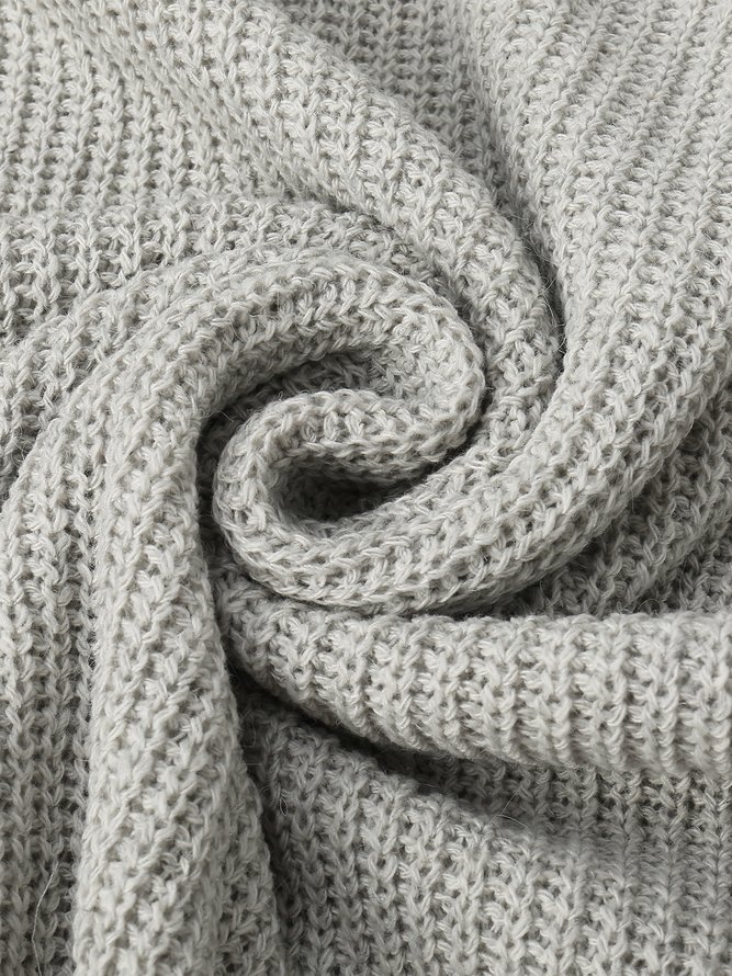 Casual Solid Turtleneck Long Sleeve Sweater