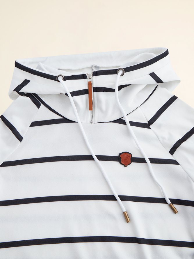 Stripped Half-zip Hoodie