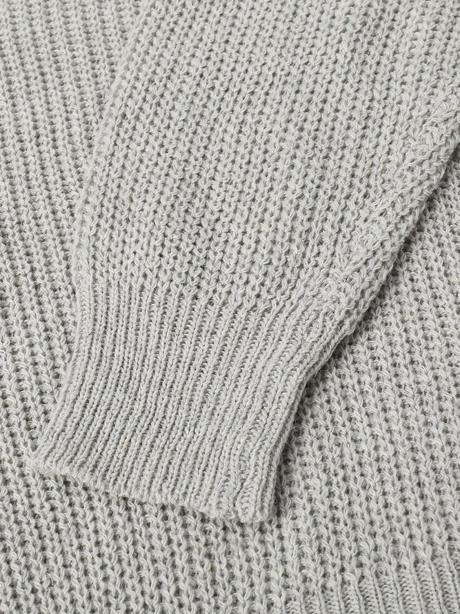 Casual Solid Turtleneck Long Sleeve Sweater