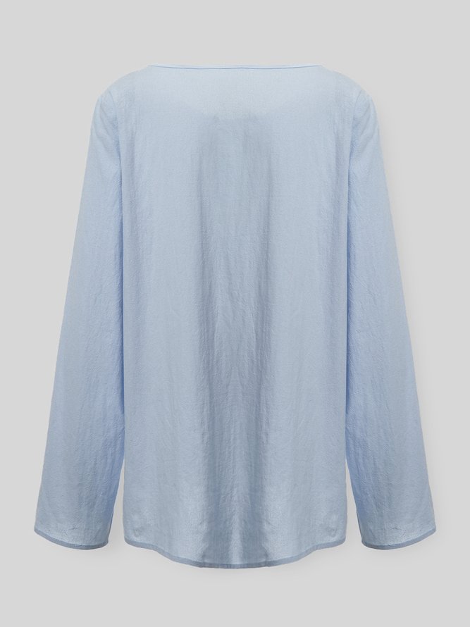 JFN Round Neck Floral Buttoned Casual T-Shirt/Tee