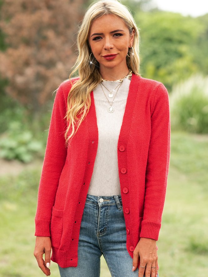 Women Long Sleeve Cotton-blend Cardigans Outerwears