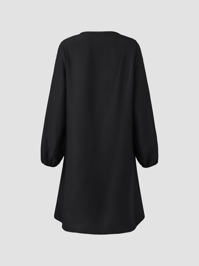 Crew Neck Black Women Summer Dresses Shift Daily Casual Plain Dresses