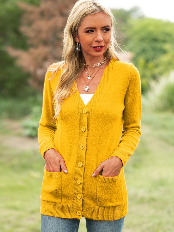 Women Long Sleeve Cotton-blend Cardigans Outerwears