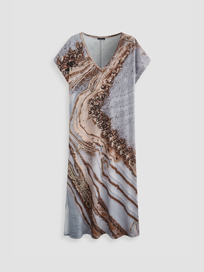 JFN V Neck Ombre Vacation Maxi Dress