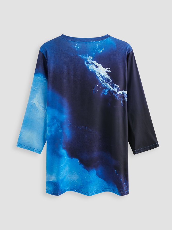 JFN Crew Neck Colorblock Casual Sweatshirt