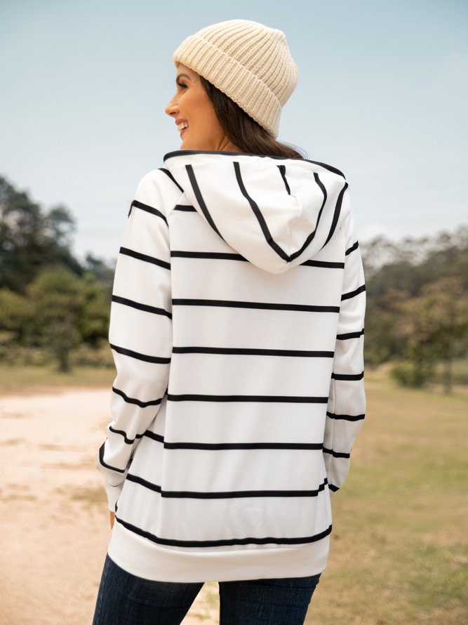 Stripped Half-zip Hoodie