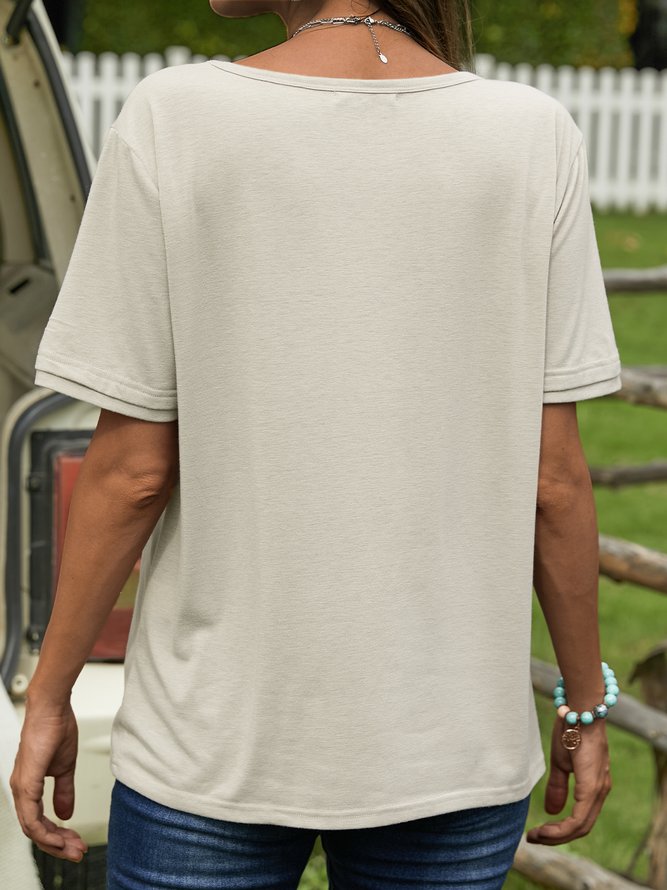 Cotton-Blend Shift Short Sleeve T-Shirts