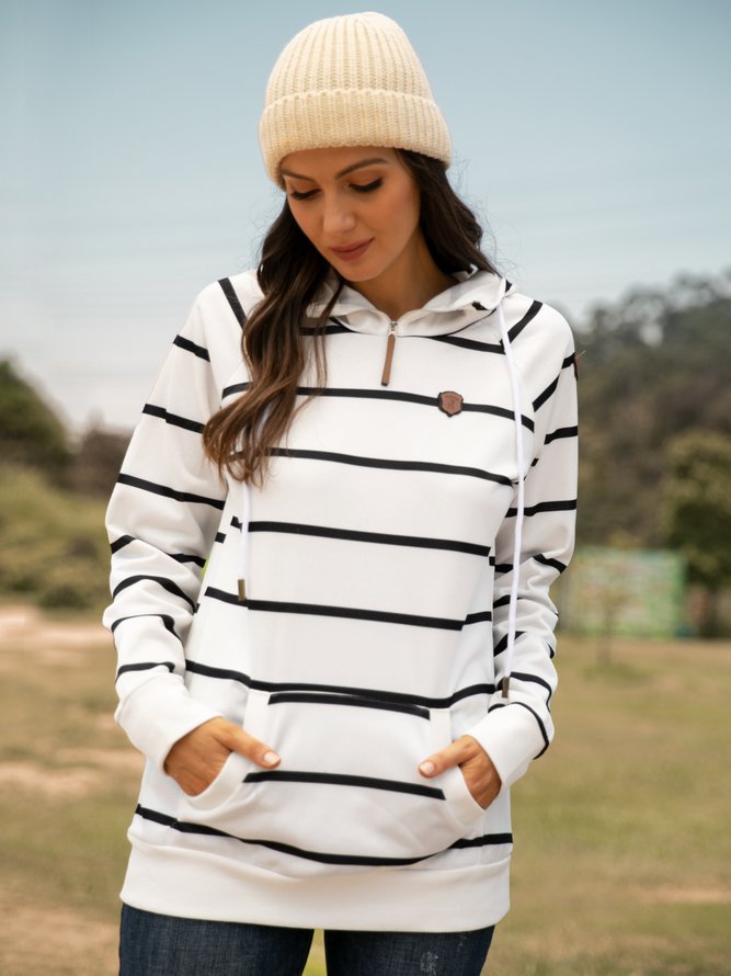 Stripped Half-zip Hoodie