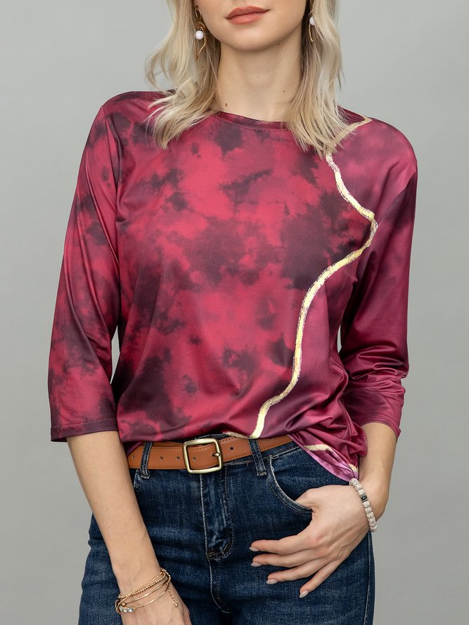 JFN Crew Neck Colorblock Casual Sweatshirt