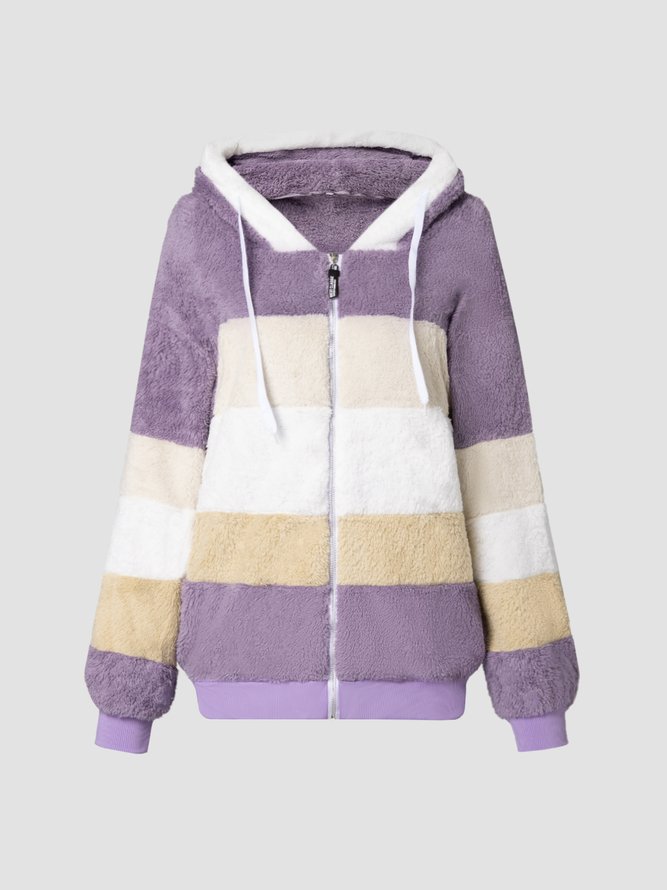 Colorblock Zip Sherpa Hoodie