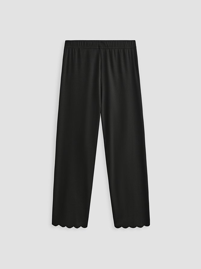 Beach daily basic plain color patterned elastic waist high elastic burnt flower Pants