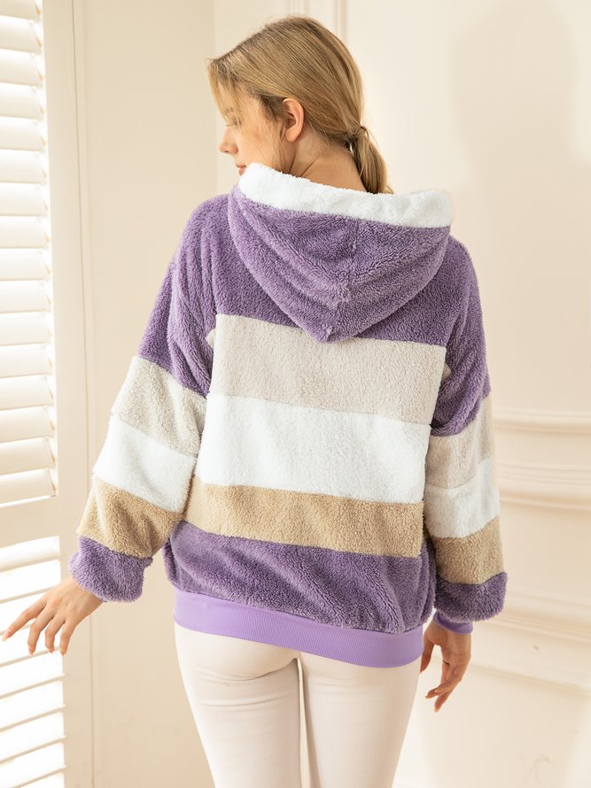 Colorblock Zip Sherpa Hoodie