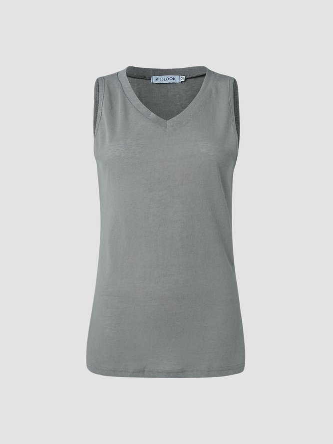 JFN V Neck Solid Basic Top