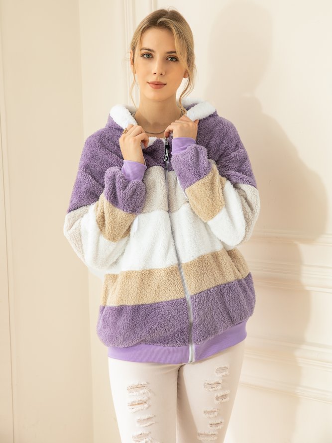 Colorblock Zip Sherpa Hoodie