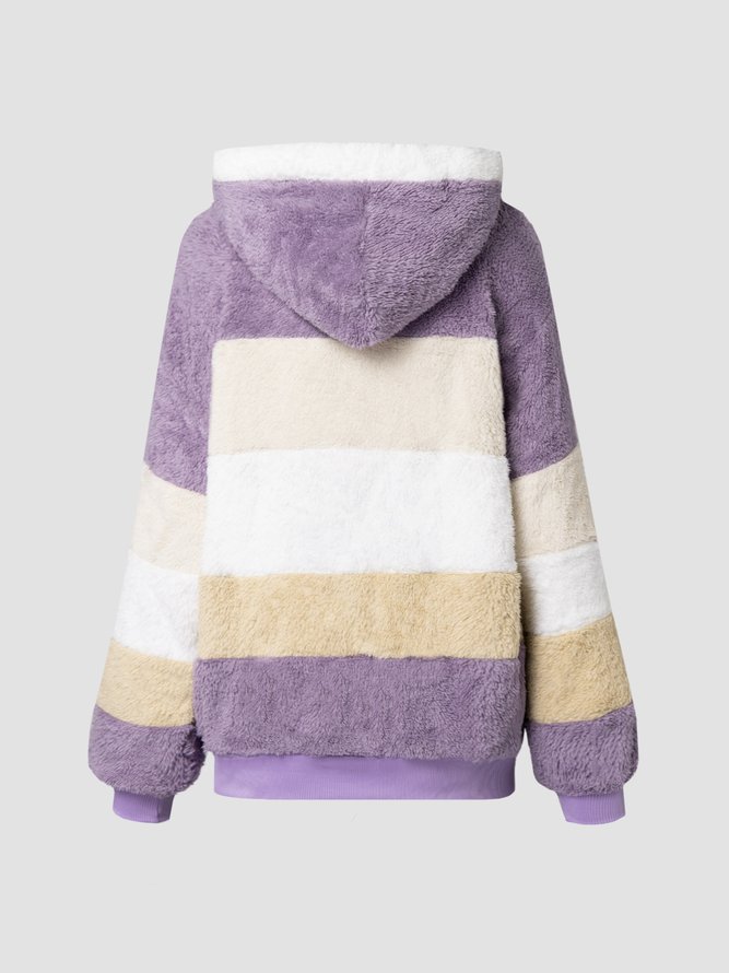 Colorblock Zip Sherpa Hoodie