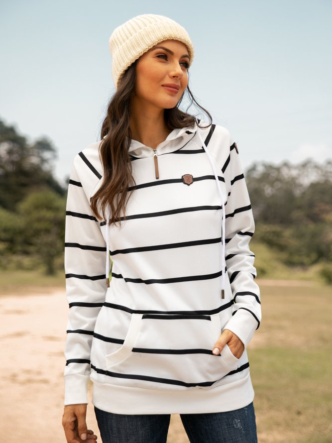 Stripped Half-zip Hoodie
