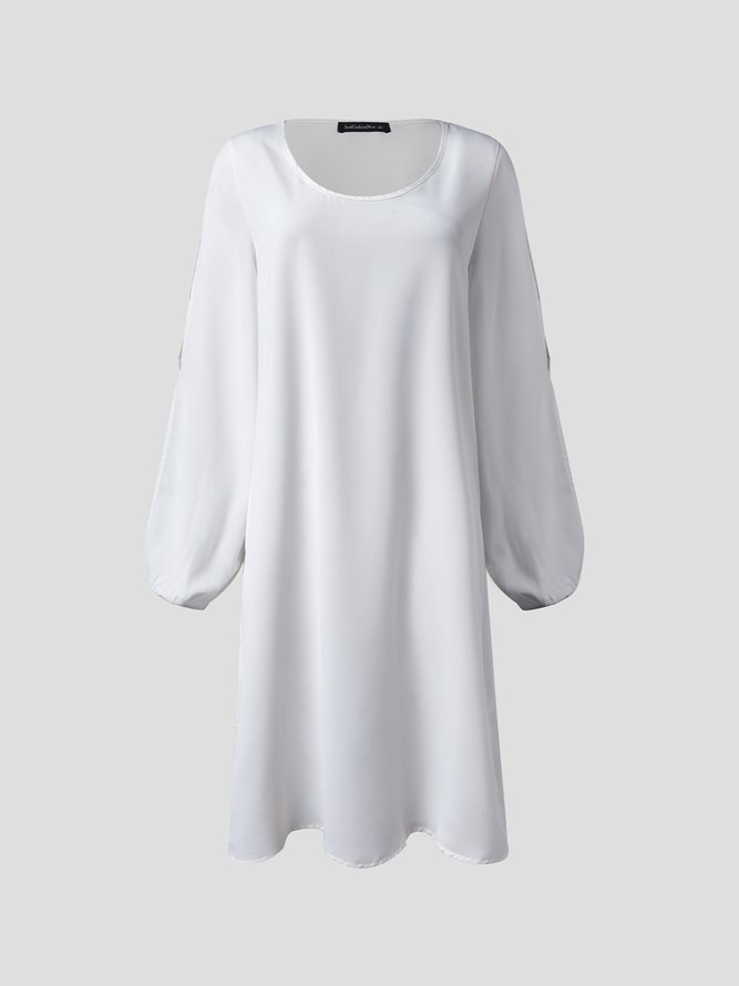 Crew Neck Black Women Summer Dresses Shift Daily Casual Plain Dresses
