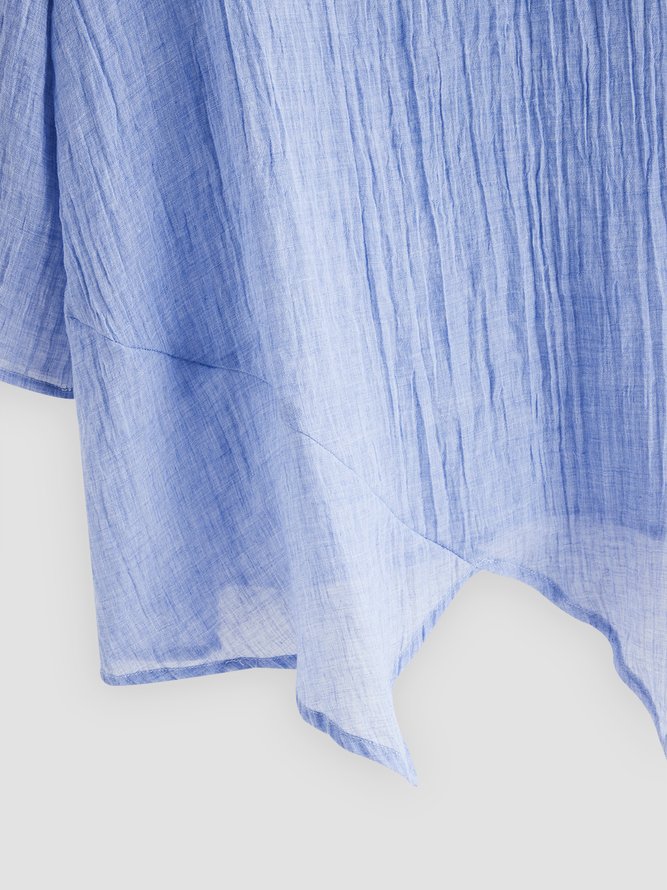 Cotton Linen Shirts for Women Asymmetric Hem Loose Fit Long Sleeve Tunic Top