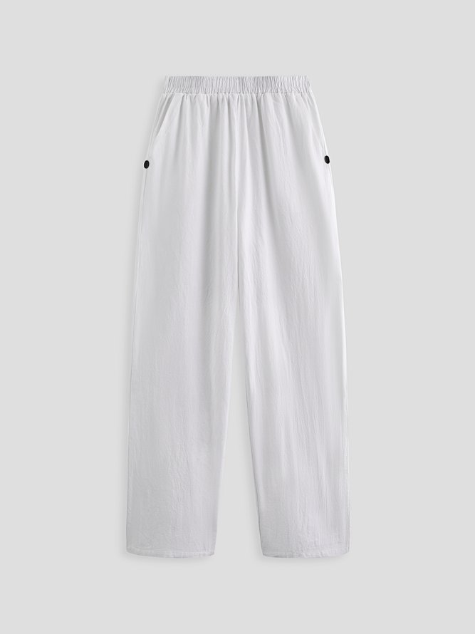 JFN Women Solid Loose Cotton Linen Casual Turnip Pants