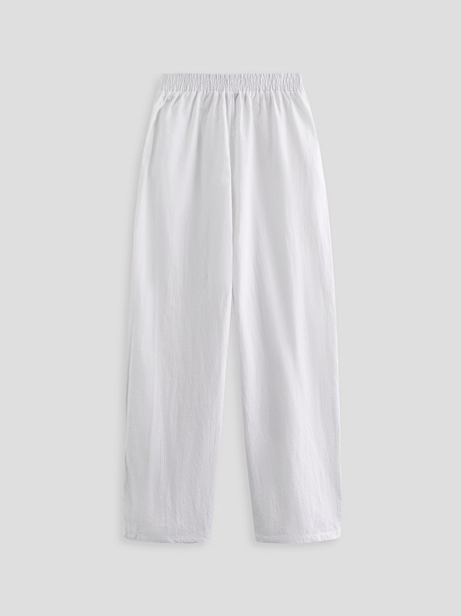 JFN Women Solid Loose Cotton Linen Casual Turnip Pants