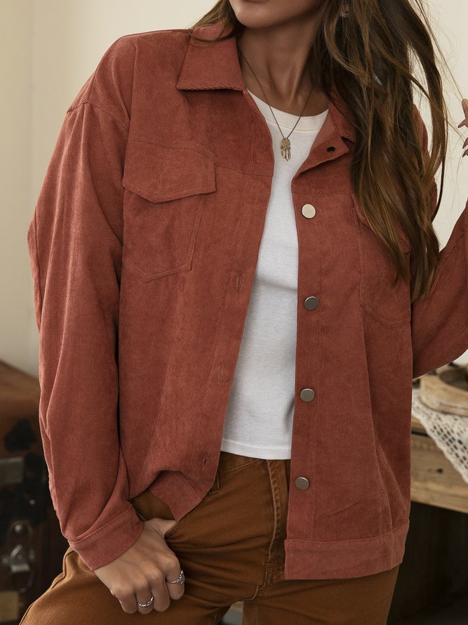 Long Sleeve Plain Vintage Shirts & Tops justfashionnow