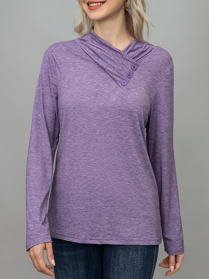 JFN Asymmetrical Cowl Neck Solid Tunic Tops