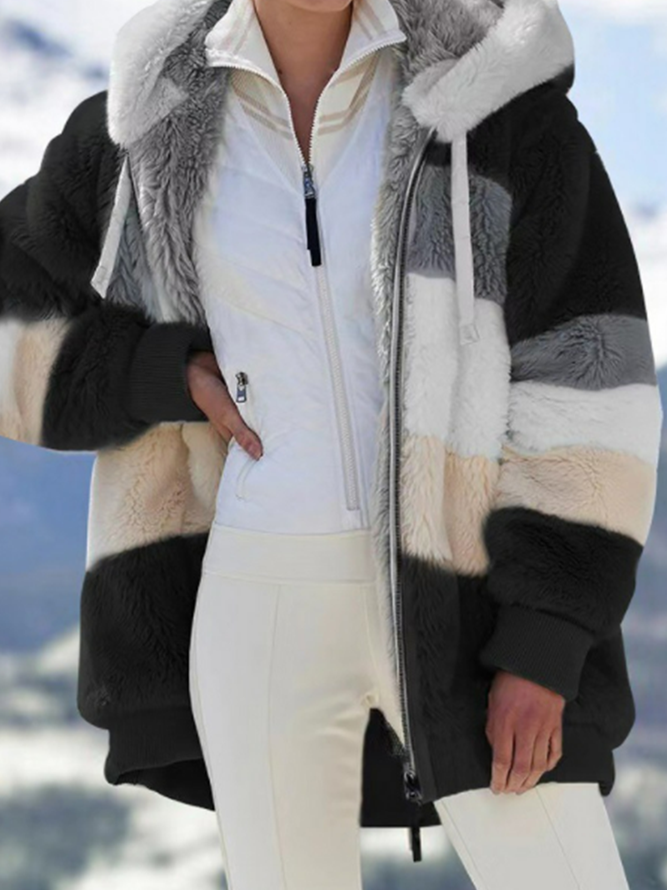 Colorblock Zip Sherpa Hoodie