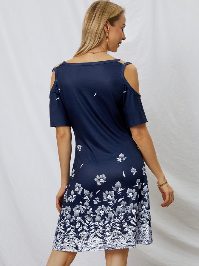 Hollow Out Floral Printed Casual Dresses