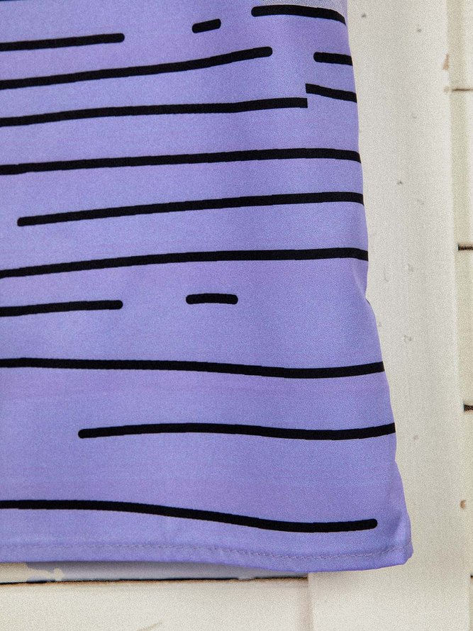 A-Line Stripes Casual Sleeveless Weaving Dress