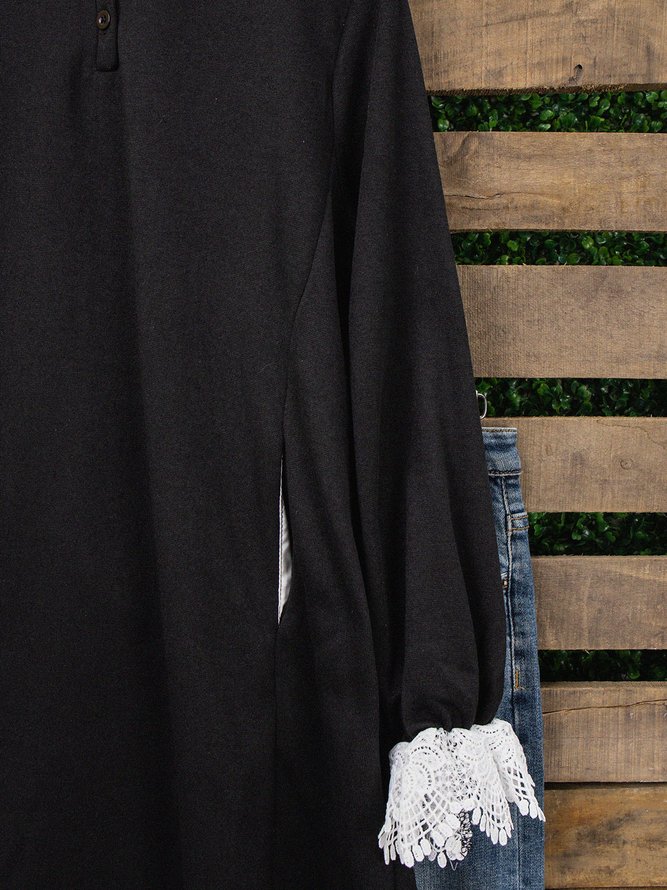 Shawl Collar Long Sleeve Casual Knitting Dress