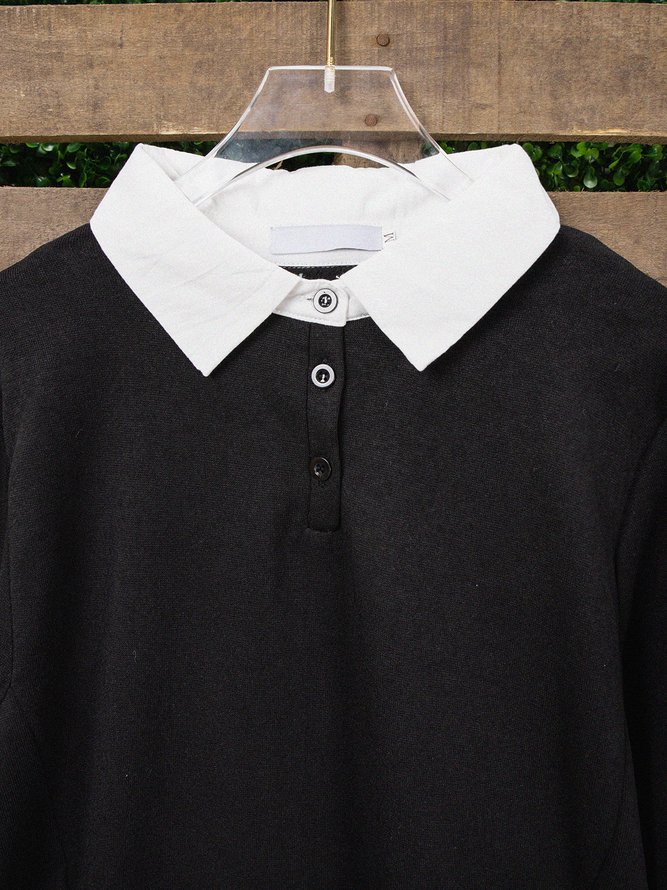 Shawl Collar Long Sleeve Casual Knitting Dress