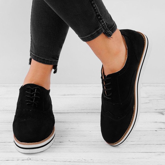 JFN Women's Lace Up Perforated Oxfords Shoes Casual Shoes