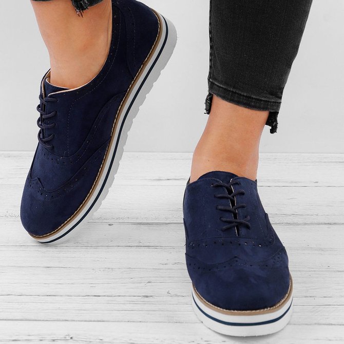 JFN Women's Lace Up Perforated Oxfords Shoes Casual Shoes