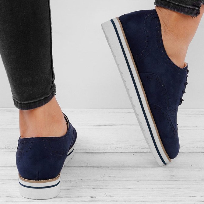 JFN Women's Lace Up Perforated Oxfords Shoes Casual Shoes