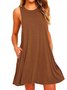 A-line Women Daily Sleeveless Cotton-blend  Solid Summer Dress