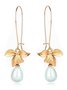 JFN  Women Stud Orchid Flower Sage Green Pearl Earring Hook Dangle Bridal