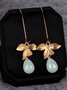 JFN  Women Stud Orchid Flower Sage Green Pearl Earring Hook Dangle Bridal