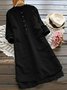Shift Women Daytime Linen Long Sleeve Casual Buttoned Casual Dress