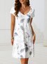 V neck Regular Fit Vacation short sleeve Floral Short sleeve Knit Dress