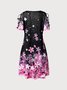 JFN Crew Neck Floral Simple Casual Midi Dress
