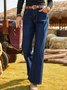 Denim Casual Plain Jeans