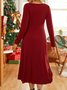 Women Simple Red Long Sleeve Formal Fitted Evening Occassion Long Dress