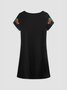 Women's Mexican Dress Midi Dress Black Half Sleeve Summer Crew Neck Tribal Casual